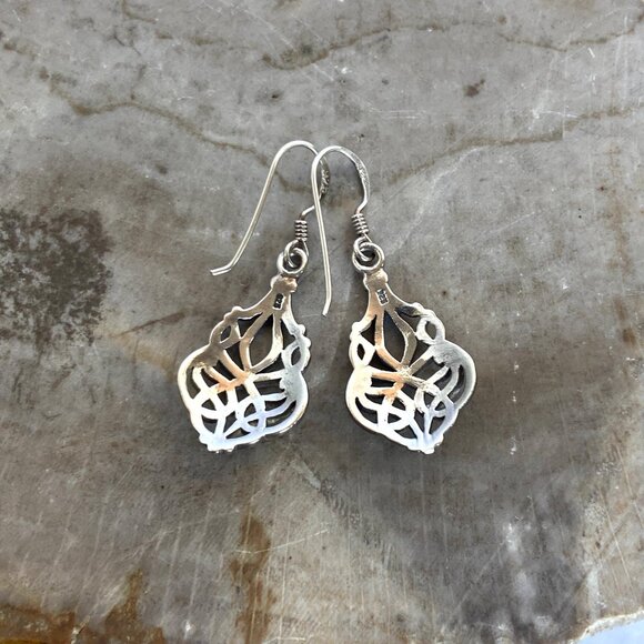 Sterling Silver 925 1.5" Celtic Knot Teardrop Dangle Drop Earrings - Picture 8 of 16